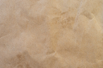 crumpled brown paper background and texture with copy  space.