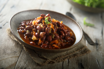 Homemade bean stew with vegetables