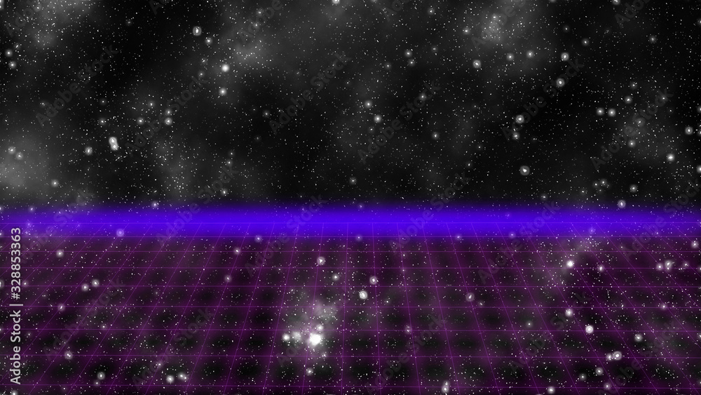 Poster abstract blue retro 80s style background with stars and space for you text