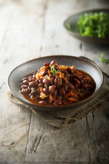 Homemade bean stew with vegetables