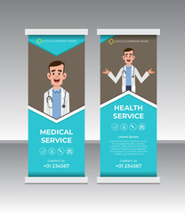 Medical and healthcare rollup banner template design