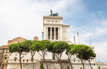 Fototapeta na wymiar side view of Victor Emmanuel II National Monument (Vittoriano) in Piazza Venezia square in Rome, Lazio, Italy