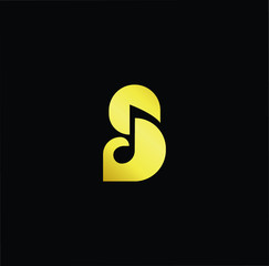 Outstanding professional elegant trendy awesome artistic black and gold color music Sinitial based Alphabet icon logo.