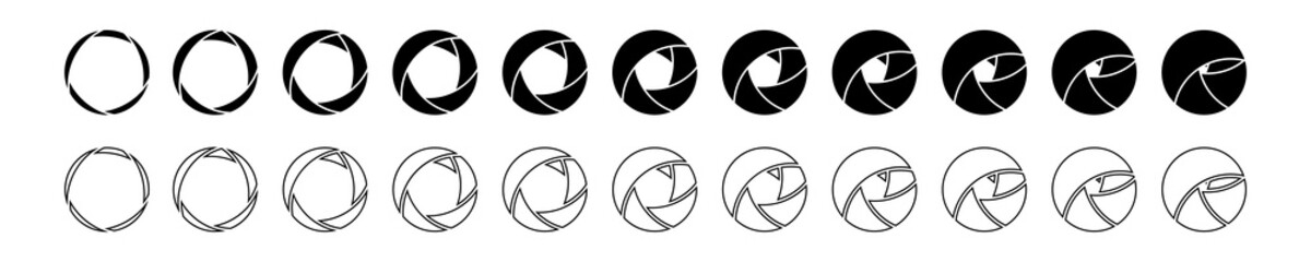 Camera lens diaphragm row with various aperture values