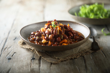 Homemade bean stew with vegetables
