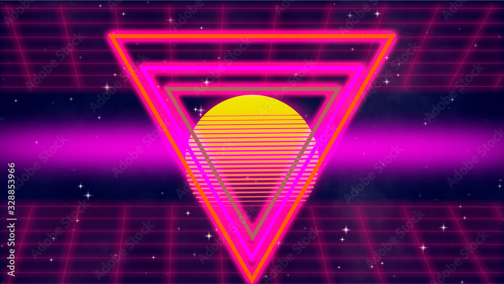 Poster abstract retro background with lights and geometric shapes