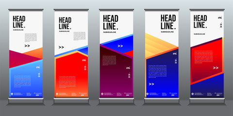 Simple and minimalist colourful geometric roll up banner for business design template