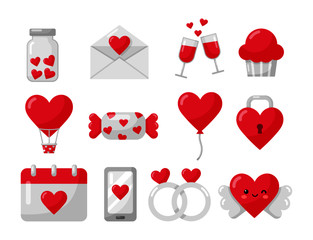 Love and valentine icons set isolated on white background. vector Illustration.