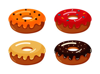Donut icon set isolated on white background for cafe or restaurant. illustration vector.