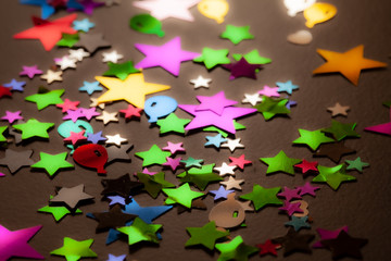 Confetti stars and shapes scatterd