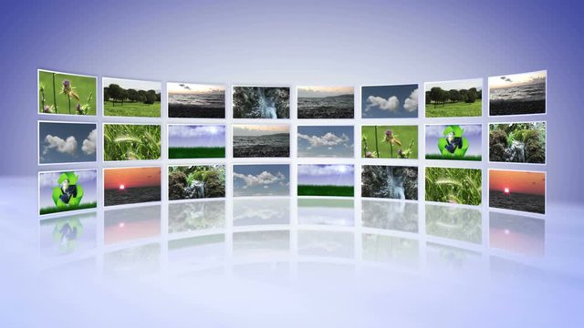 Monitors and Nature Scene, Ecology Animation, Background, 4k