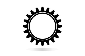Black And White Vector Flat Icon Of  Machine Cogwheel. Gear Wheel, Cog, Clockwork Round Detail. Gear Can Be Combined Into Mechanism By Changing Size. Business Concept Element For Infographics Poster.