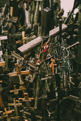 Mutliple ancient wooden crucifixes