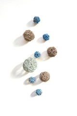 Several straw balls isolated flat lay
