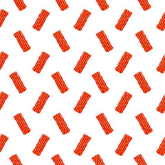 bacon seamless pattern. morning food. breakfast on white background. vector Illustration.