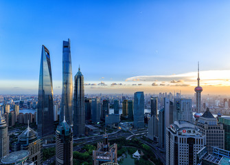 Shanghai cityscapes at dusk and night, modern city skyline in Shanghai, China
