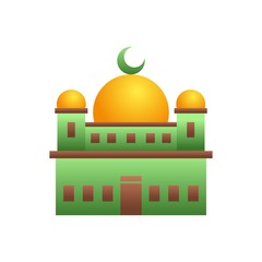 Illustration of a Mosque Building with a Dome