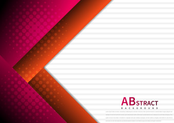 Abstract template design geometric red and pink triangles overlapping layer. Modern shape with halftone on white background.