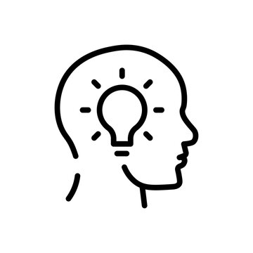 Idea Head icon. Flat vector graphic in white background.