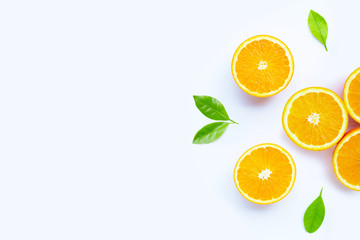 High vitamin C, Juicy and sweet. Fresh orange fruit on white.