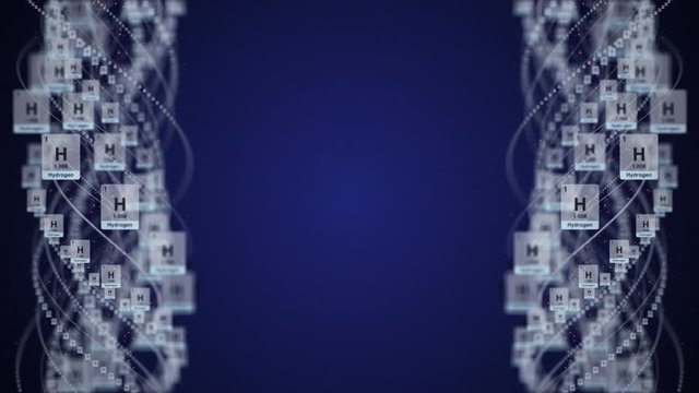 Intertwined HYDROGEN MOLECULE, Animation, Rendering, Background, Loop, 4k