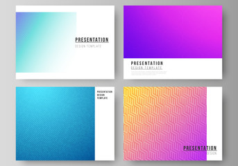 Naklejka premium The minimalistic abstract vector illustration of the editable layout of the presentation slides design business templates. Abstract geometric pattern with colorful gradient business background.