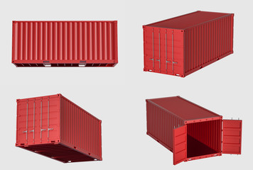 Container and weight,logistics and transmission,3d rendering.