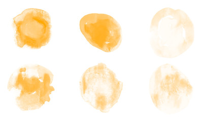 Beautiful set of yellow watercolor brushes