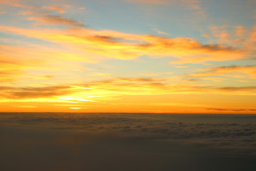 Fototapeta na wymiar beautiful sky, view from the window of an airplane