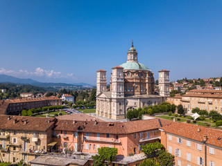 Aerial view of Sanctuary of Vicoforte, Piedmont, Italy