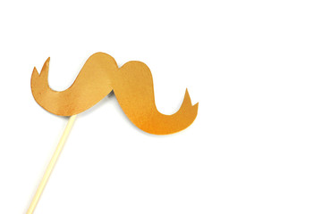 Red mustache on a stick isolated on a white background. Photo booth . Space for text