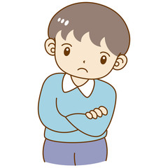 男の子　困る　考える　疑問