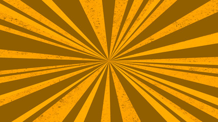 Abstract orange retro background with yellow rays