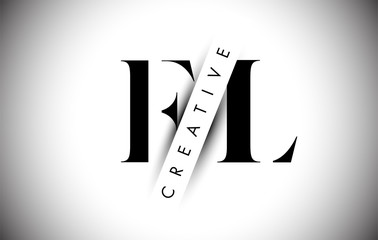 FL F L Letter Logo with Creative Shadow Cut and Over layered Text Design.