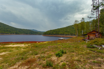 Beautiful landscape. Zeya reservoir, Amur region. The territory of the Bekeldeul reserve cordon in the Zeysky reserve.