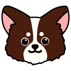 Outlined cute Chihuahua face front view