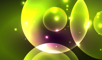 Glowing neon shiny transparent abstract geometric shapes with light effects. Techno futuristic vector abstract background For Wallpaper, Banner, Background, Card, Book Illustration, landing page