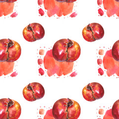 watercolor pattern with pomegranate and red watercolor abstract splash