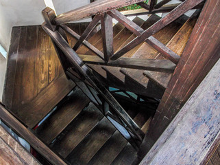Fototapeta na wymiar spiral wooden stairs