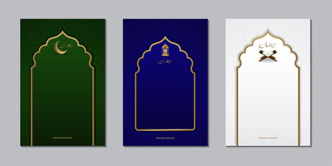 Greeting card for ramadan festival with islamic symbols template