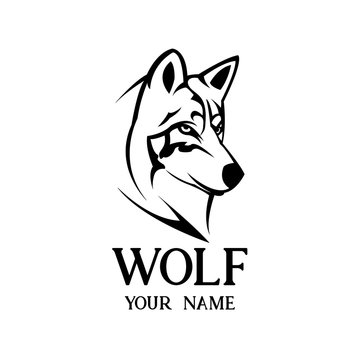 Logo with head of a wolf. Wolves wolf mascot head logotype vector design illustration emblem isolated animals sport