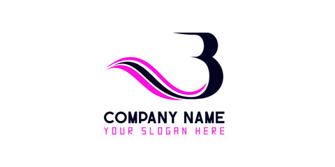 B beauty salon logo in pink and dark blue color