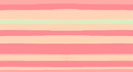 Orange, Brown Lines Seamless Summer Pattern, Vector Watercolor Sailor Stripes. Retro Vintage Grunge Fabric Fashion Design Horizontal Brushstrokes. Simple Painted Ink Trace, Geometric Cool Autumn Print