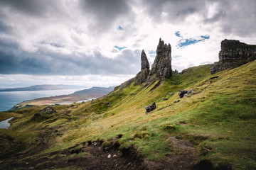 Fototapeta na wymiar Amazing rock formations of the Old Man of Storr, Isle of Skye