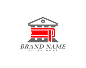 Creative government building with book logo template vector, Icon symbol