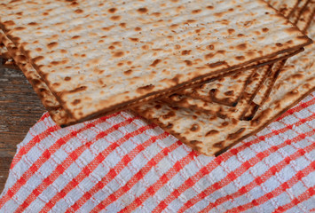Matzoh jewish holiday bread Jewish family celebrating passover