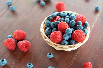 Raspberry and blueberry berries