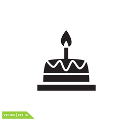 Birthday cake icon vector logo template