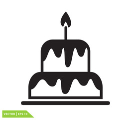 Birthday cake icon vector logo template