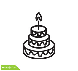 Birthday cake icon vector logo template